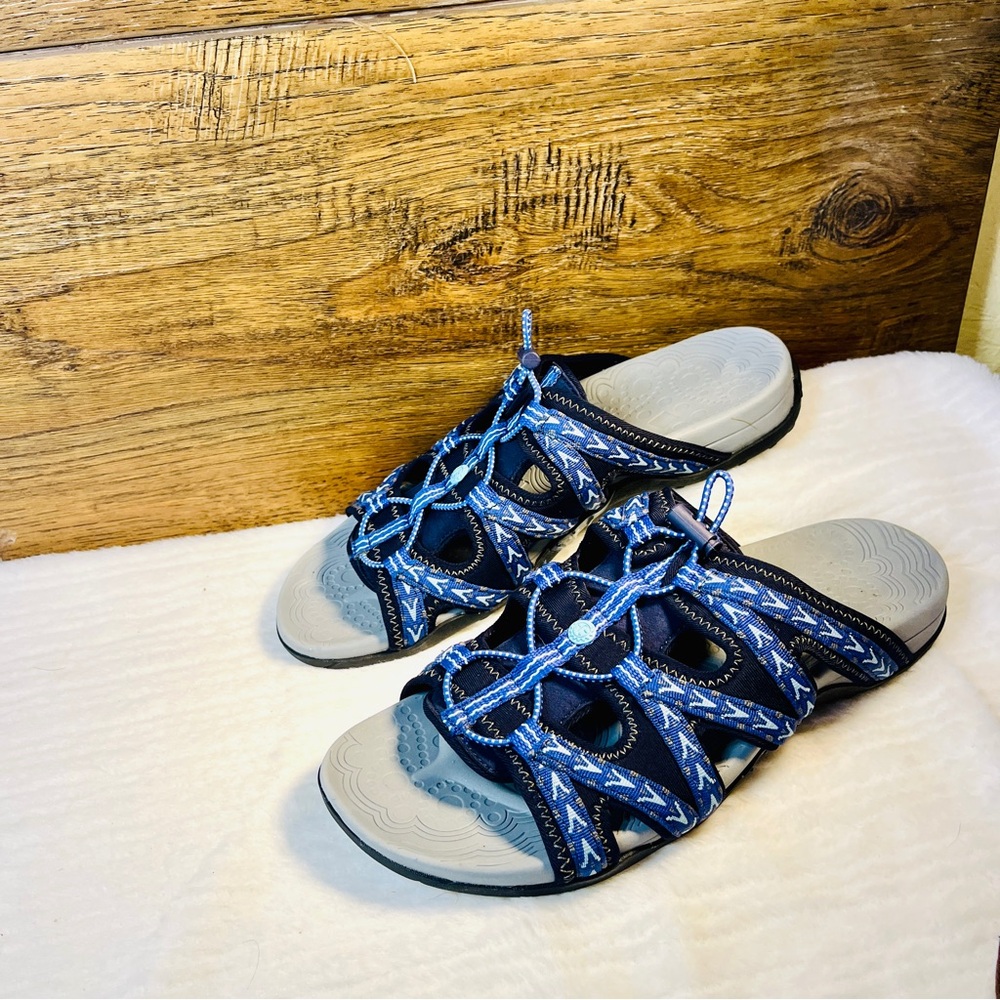 Taos Fusion Slide Sandals Blue Size 8